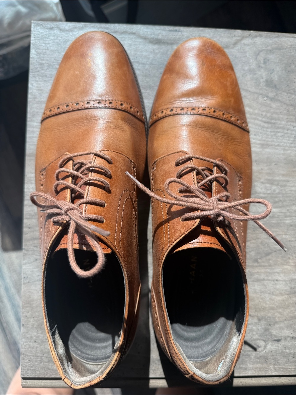 Cole Haan Men's Brown Leather Cap-Toe Oxford Dress Shoes
